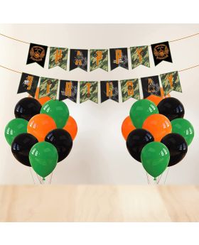 PUBG Video Game Theme Party Banner & Balloon Combo for Birthday Decorations - PUBG Happy Birthday Party Supplies for Kids Gaming Themed Birthday Party Supplies Combo