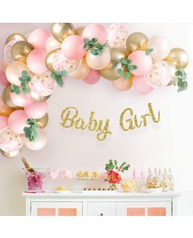 Gold - Baby Girl Banner for Baby Shower & Gender Reveal Party Decoration