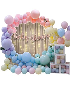 Festiko® Baby Shower Decorations - Set of 52 Pcs (Banner + Fairy Lights + Pastel Balloons) , Baby Shower Combo