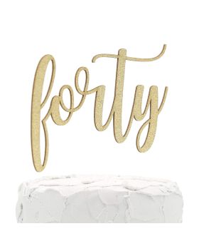 40th Birthday Cake Topper - forty - Gold glitter - Premium quality
