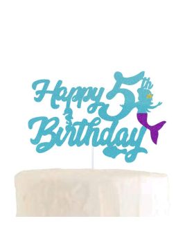 5th Birthday Mermaid theme Cake Topper 