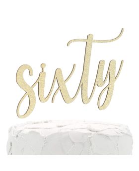 60th Birthday Cake Topper - sixty - Double Sided Gold glitter - Premium quality