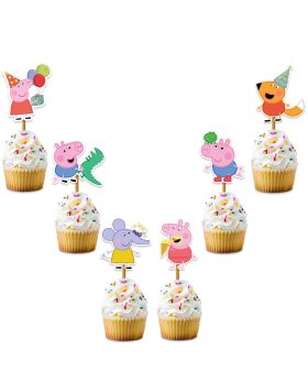 20 Pcs Cup Cake Topper Peppa Pig For Birthday Cupcake Decoration Party Favors For Kids Birthday Decoration