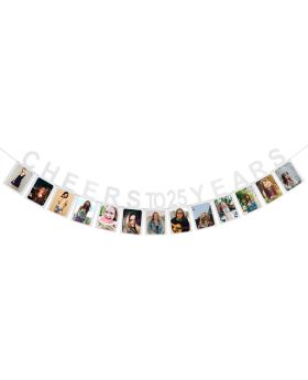 Cheers To 25 Years Photo Banner - Happy 25 Years Old Birthday 25th Anniversary Party Decoration Sign Silver