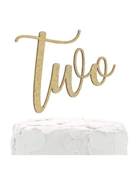 2nd Birthday Cake Topper - Two - Double Sided Gold Glitter - Premium Quality Made