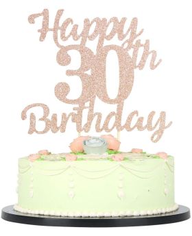 30th birthday cake topper for happy birthday 30 Rose gold 30th cake topper，Happy birthday cake topper cake ornament (30th)