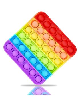 Square Shape Pack of 1 Rainbow Pop It Fidget Toys For Kids, Teens & Adults