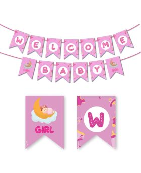  "Welcome Baby Girl" Banner for Baby Girl Baby Shower
