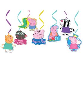 8 Pcs Peppa Pig Cutout with Swirls For Ceiling Hanging Decoration In Kid's Birthday Party