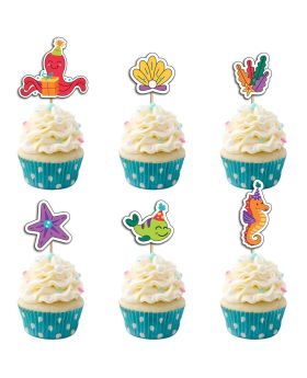 Festiko® 6 Pcs Underwater Theme Cupcake Topper, Cake Decoration Supplies, Underwater Theme Supplies, Underwater Theme Party Decorations