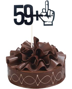 59 +1 Black Glitter Cake Topper - 60th Birthday Party Decorations - Funny Sixty Years Old Birthday Party Supplies