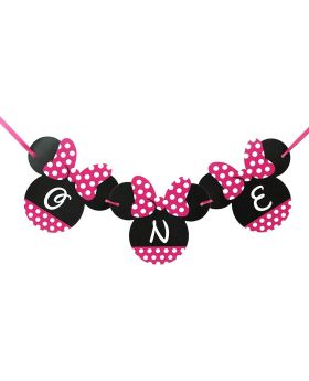 1st Birthday Minnie Mouse Theme Happy Birthday Banner, Minnie Mouse Party Decoration Supplies