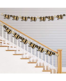 Big Dot of Happiness Adult 90th Birthday - Gold - Birthday Party DIY Decorations - Clothespin Garland Banner - 44 Pieces