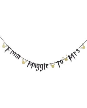 "From Muggle To Mrs banner" Harry Potter Theme Banner, Bachelor Party Supplies, Bridal Shower Decorations, Black Glitter Wizard Garland