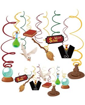 16 pcs- Harry Potter Theme Swirls, Magical Wizard Party Supplies, Magical Wizard Themed Birthday Party Decorations, Ceiling Streamers for Kids