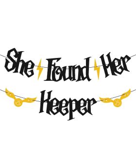 "She Found Her Keeper" Harrey Potter Theme Banner, Bridal Shower Decorations for Bachelorette, ide-To-Be Party Supplies, Black Glitter Décor