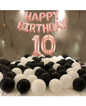 10th Birthday Combo Foil & Latex Balloons for 10th Birthday Decoration 