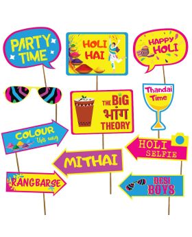 Happy Holi Selfie Photo Booth Props [11pcs] Holi Festival Celebration and Decoration Party Theme Prop