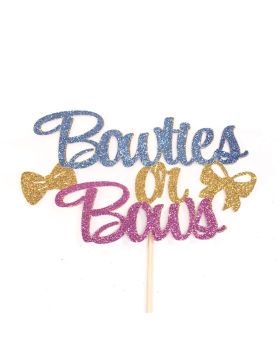 Bowties Or Bows Cake Topper, Bow Ties Or Bows Its A Boy Its A Girl for Baby Shower Décor 