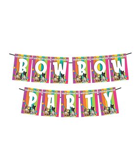 Festiko® Bow Bow Dog Party Happy Birthday Banner Bunting Flags for Background and Dog Theme Birthday Party Decorations