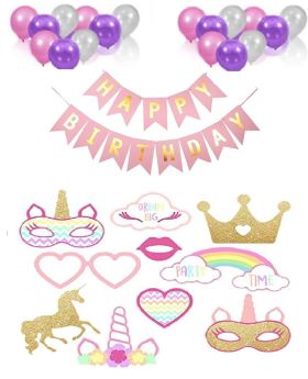 29 pcs- Unicorn Theme Decoration Combo, Unicorn Party Supplies for Birthday, Unicorn Theme for Girls 