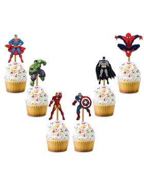 20 Pcs Cup Cake Toppers for Superhero / Avengers / Marvel Theme Birthday Party Cake Cutting Decoration, Avengers Party Favors for Kids Birthday Decoration