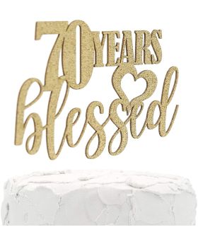 70th Birthday Cake Topper - 70 years blessed - Double Sided Glitter - Premium quality