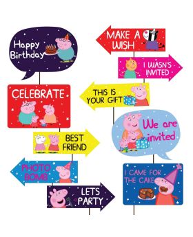 10Pcs Peppa Pig Photo Booth Props For Kid's Favors Birthday Party Selfie & Photo Booth Decoration 
