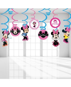 80cm Party Hanging Swirl Decorations/Party Swirl Decorations/Hanging Swirl for Ceiling Decorations for Birthday Baby Shower Decoration (Minnie Mouse Swirls)