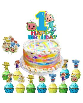25 pcs- Cocomelon theme Cake and Cupcake Topper for 1st birthday , Cake Decoration for birthday party