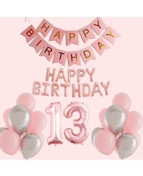 46 Pcs 13th Happy Birthday Combo For Birthday Decoration and Celebration