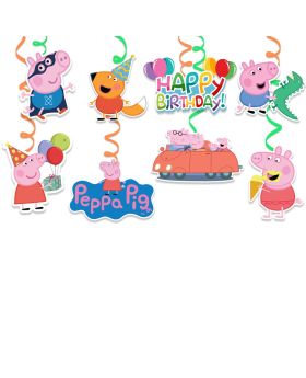 8Pcs Cutout with Swirls Peppa Pig Happy Birthday Theme For Kids Birthday Decoration