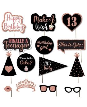 14pcs Happy 13th Birthday Party Photo Booth Props for Birthday Party 