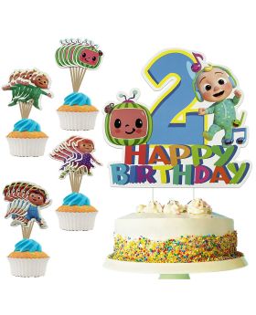 2nd Birthday Cocomelon theme Cake & cupcake Toppers (25 pcs)