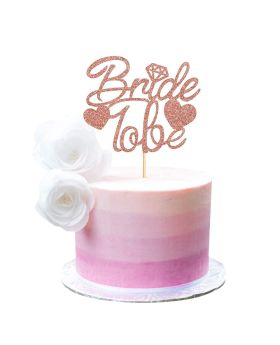 1pcs "Bride to Be" Cake Topper Rose Gold Glitter For Bridal Shower, Bachelorette Party, & Engagement.
