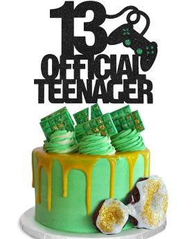 13 Official Teenager Game Birthday Cake Topper - Video Gamer 13th Birthday Level Up Party Cake Supplies