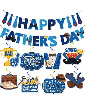 Festiko® Happy Father's Day Combo (Set of 17 Pcs), Father's Day Banner With Tie Sign, Father's Day Combo, Fathers day Decoration Items