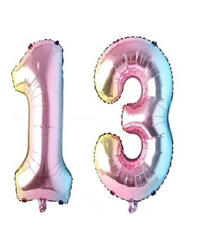 "13" Rainbow Number Foil Balloon 40 Inch Gradient Digit Ball Colorful For Wedding, Birthday, Anniversary Party Decoration