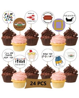24 Pcs- Friends TV Show Cupcake Toppers, Party Decorations Supplies, Friends Theme Birthday Party 