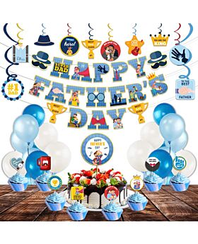 Festiko® Happy Father's Day Combo (Set of 55 Pcs), Father's Day Decoration Supplies, Father's Day Super Combo, Fathers day Party Decoration
