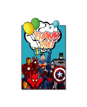6 Pcs- Superhero Theme Multicolour Thank You Cards, theme birthday supplies, return gifts for kids, gift accessories, party items, superhero theme stationary supplies
