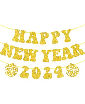 Festiko® Gold Glitter I’m Feeling 2023 Banner, 2023 New Years Decorations, Happy New Year Garland, New Year Eve Party Supplies