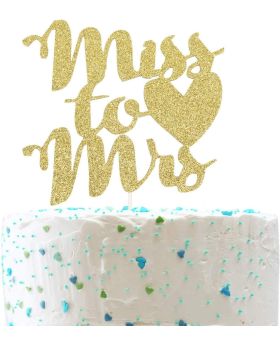 "Miss To Mrs" Cake Topper- Gold For Bride To Be Cake Decoration & Wedding, Engagement Cake Decoration