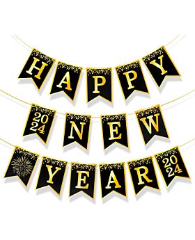 Festiko® Happy New Year Banner, Happy New Year Sign for New Years Eve Party Supplies 2023, New Years Backdrop