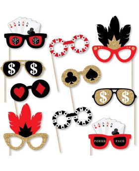 Festiko® Las Vegas Glasses - Paper Card Stock Casino Party Photo Booth Props Kit - 10 Count