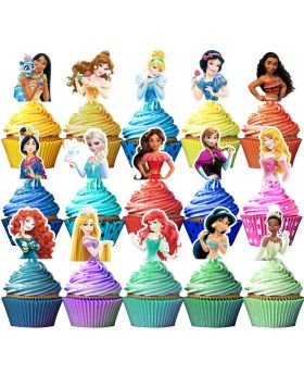 30 pcs- Princess Theme Cupcake Toppers, Birthday Cake Decoration Supplies 