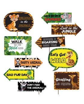 10Pcs Jungle Photo Booth Props For Baby Shower & Birthday Party