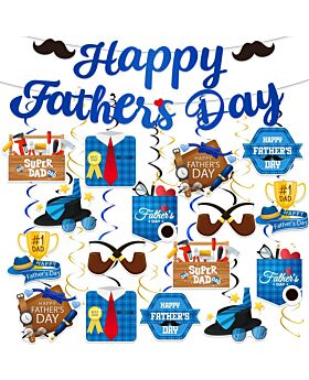 Festiko® Happy Father's Day Combo (Set of 17 Pcs), Father's Day Banner With Moustache Sign, Father's Day Combo, Fathers day Decoration Items