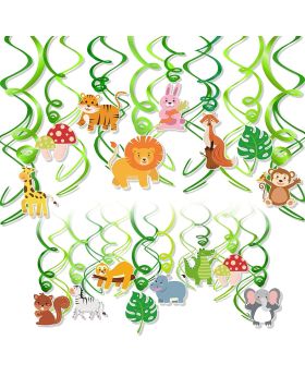 12 Jungle Animals Hanging Swirl Decorations Two Wild Birthday Decorations For Girls