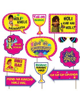 Holi Bollywood Photo Booth Props (Set of 11) Happy Holi Decoration Holi Party Item